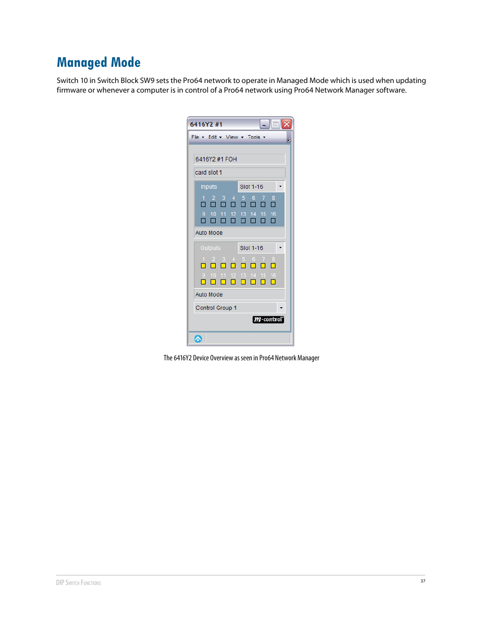 Managed mode | Aviom 6416Y2 User Manual | Page 47 / 92