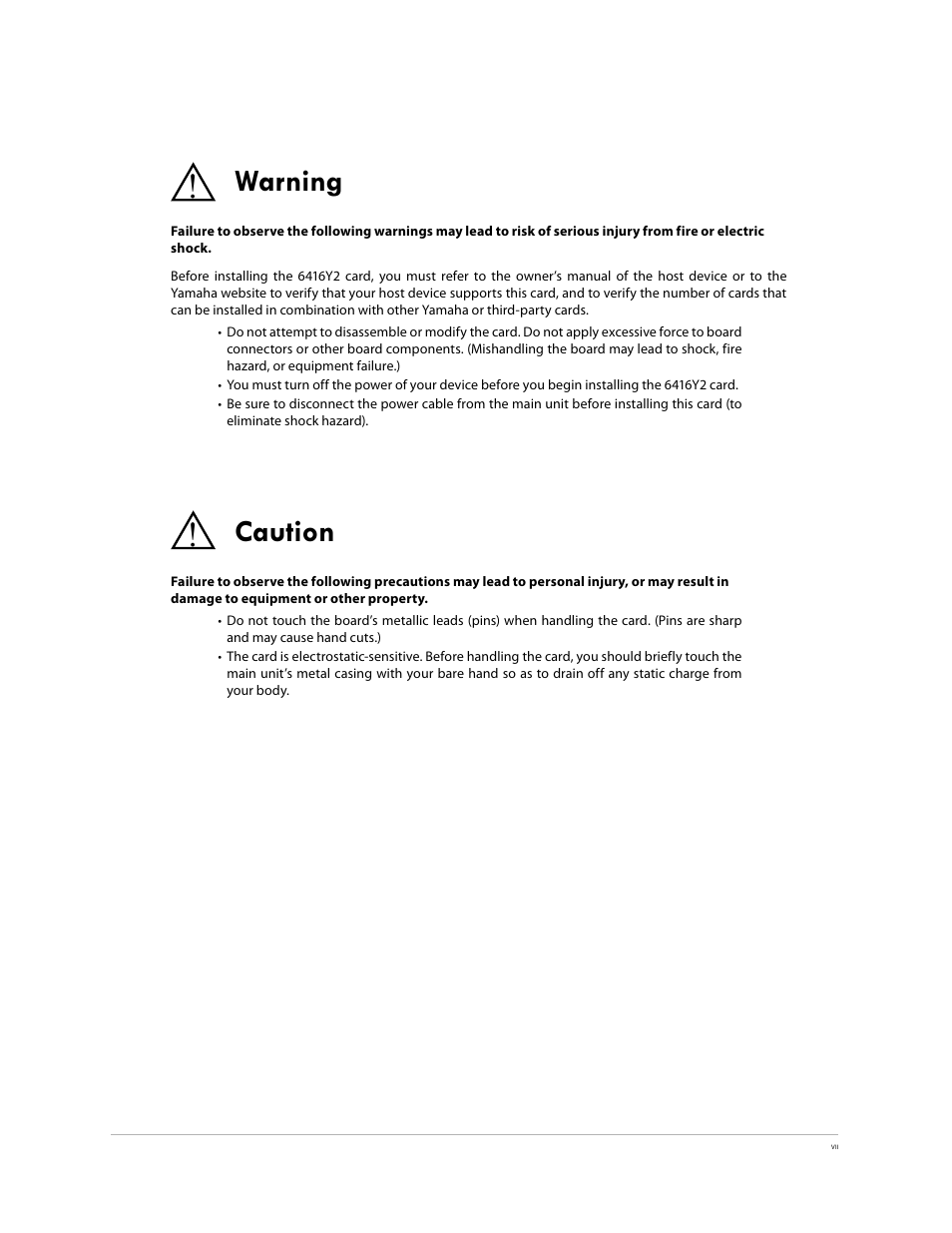 Warning, Caution | Aviom 6416Y2 User Manual | Page 7 / 92