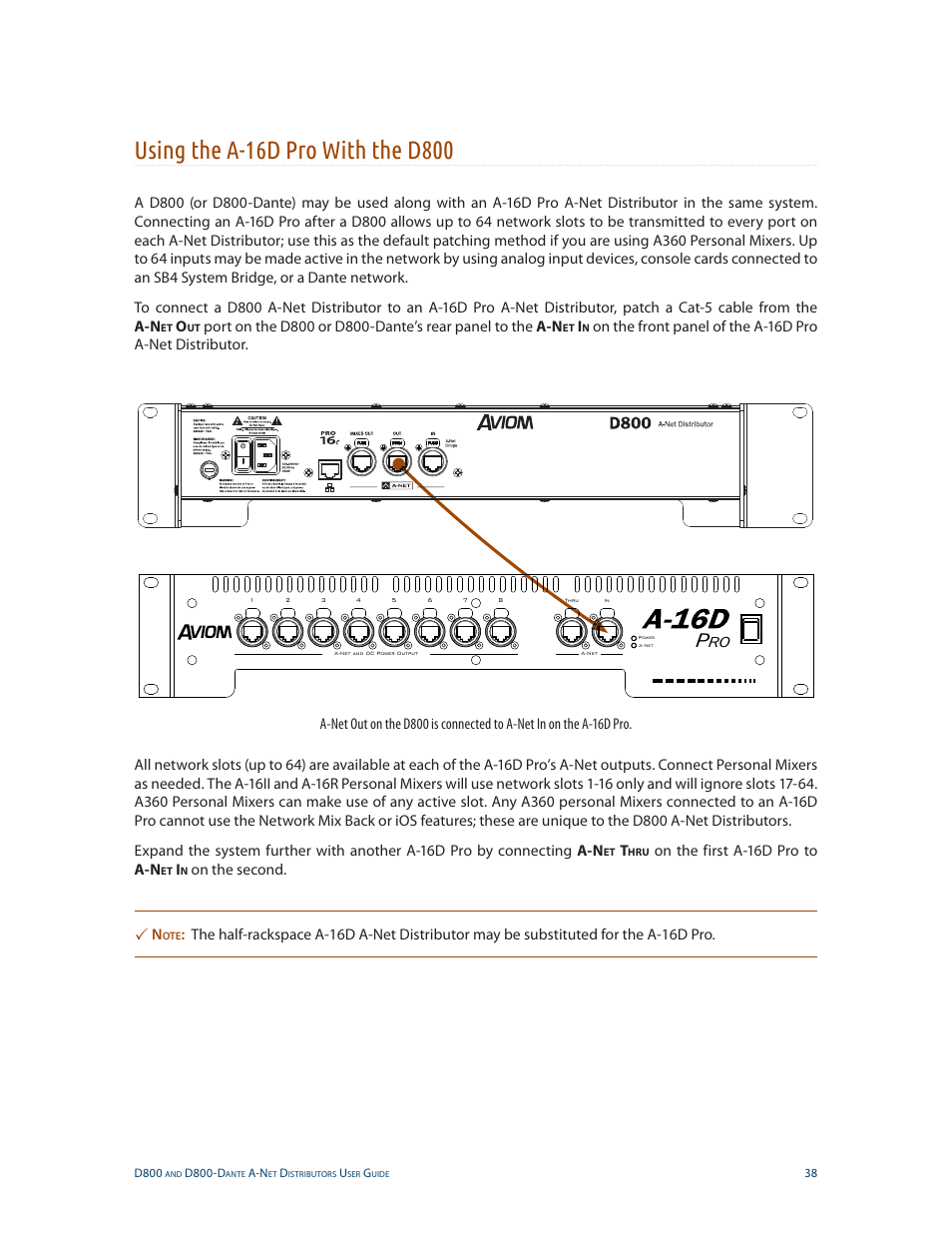 Using the a-16d pro with the d800 | Aviom D800-Dante User Manual | Page 46 / 59