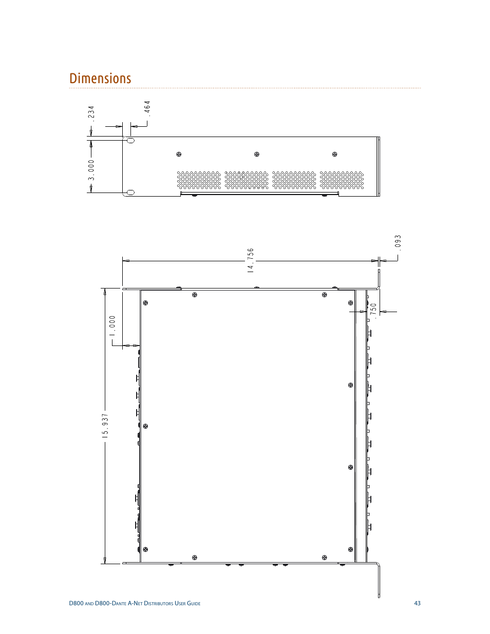 Dimensions | Aviom D800-Dante User Manual | Page 51 / 59