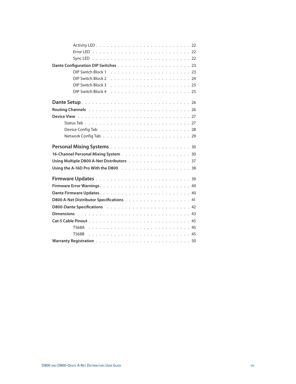 Dante setup, Personal mixing systems, Firmware updates | Aviom D800-Dante User Manual | Page 8 / 59