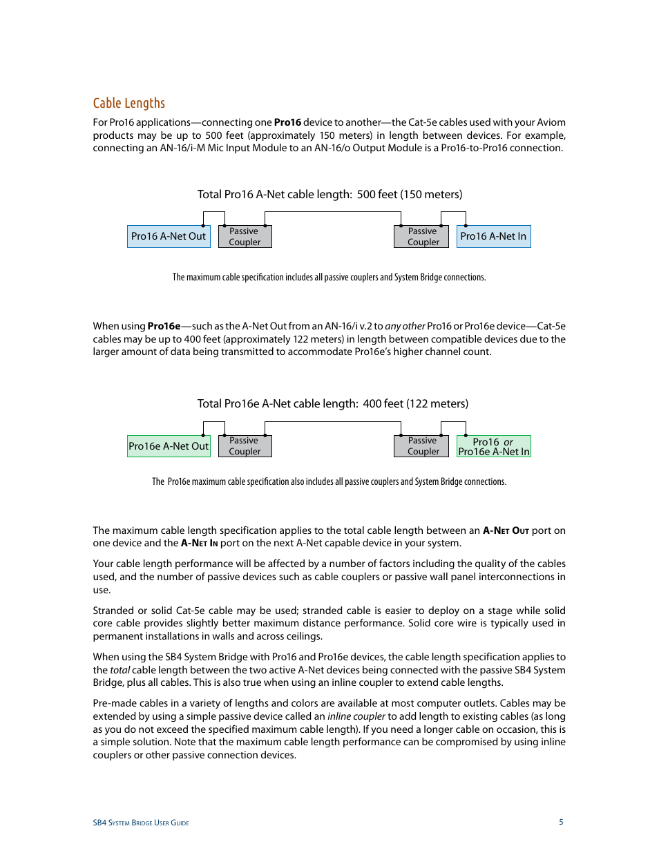 About category 5, Cat-5e cables, About category 5 cat-5e cables | Cable lengths | Aviom SB4 User Manual | Page 12 / 30
