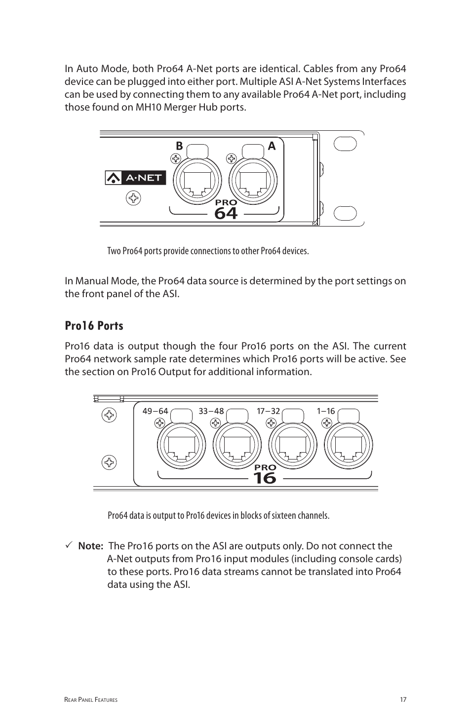 Pro16 ports | Aviom ASI User Manual | Page 25 / 40