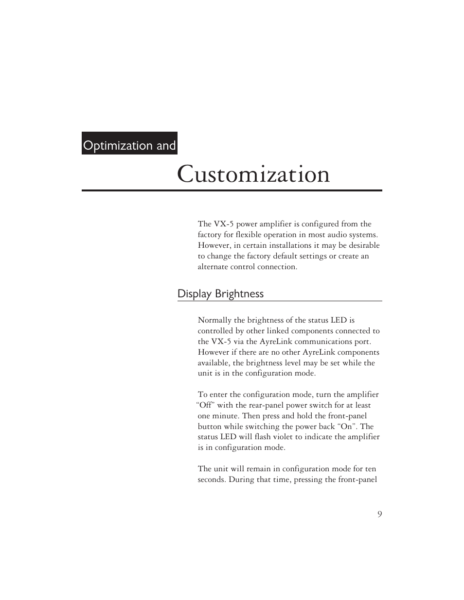Customization, Optimization and | AYRE VX-5 User Manual | Page 11 / 24