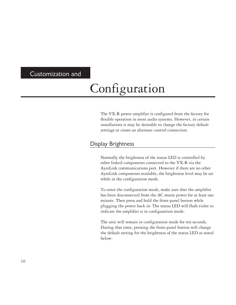 Configuration | AYRE VX-R User Manual | Page 10 / 24