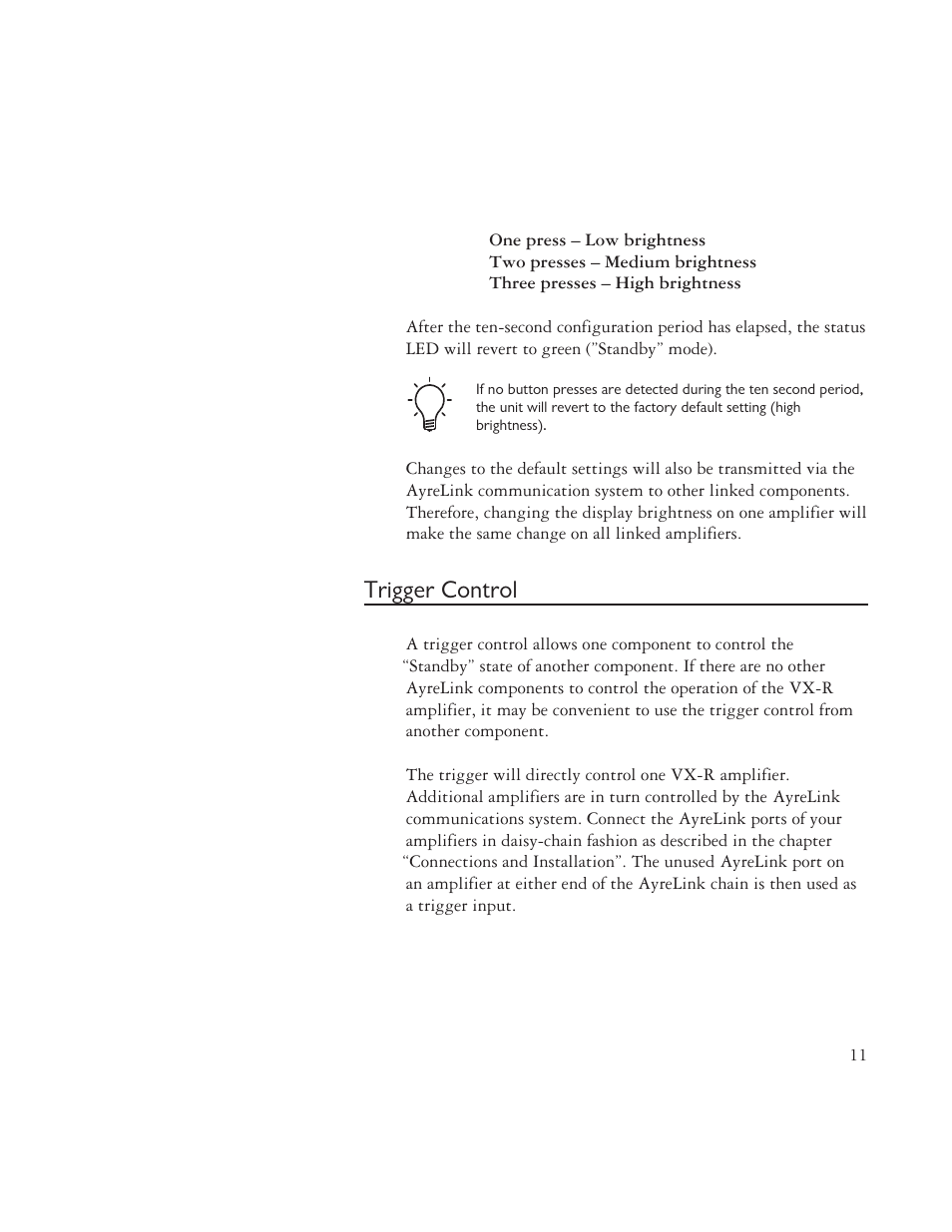 Trigger control | AYRE VX-R User Manual | Page 11 / 24