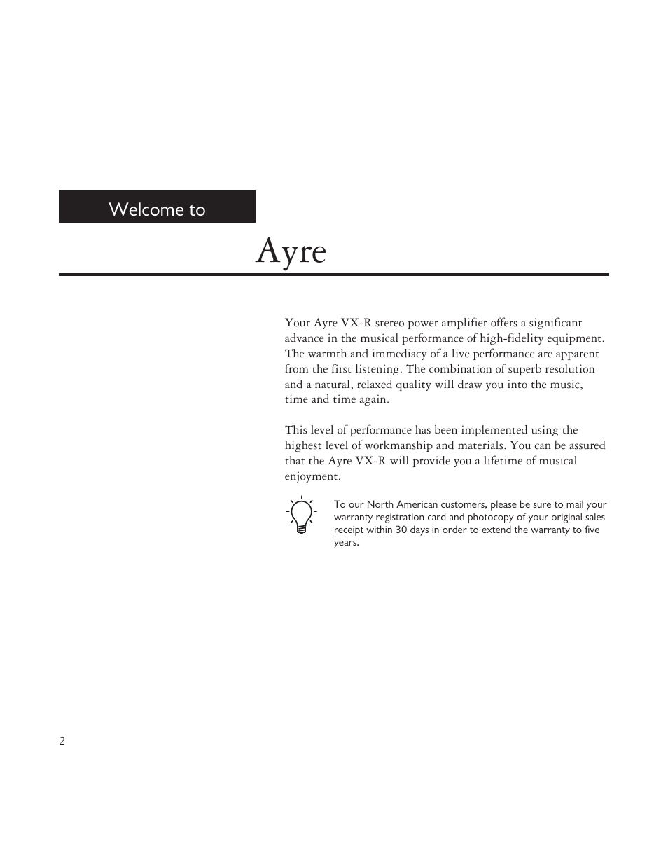 Ayre | AYRE VX-R User Manual | Page 2 / 24