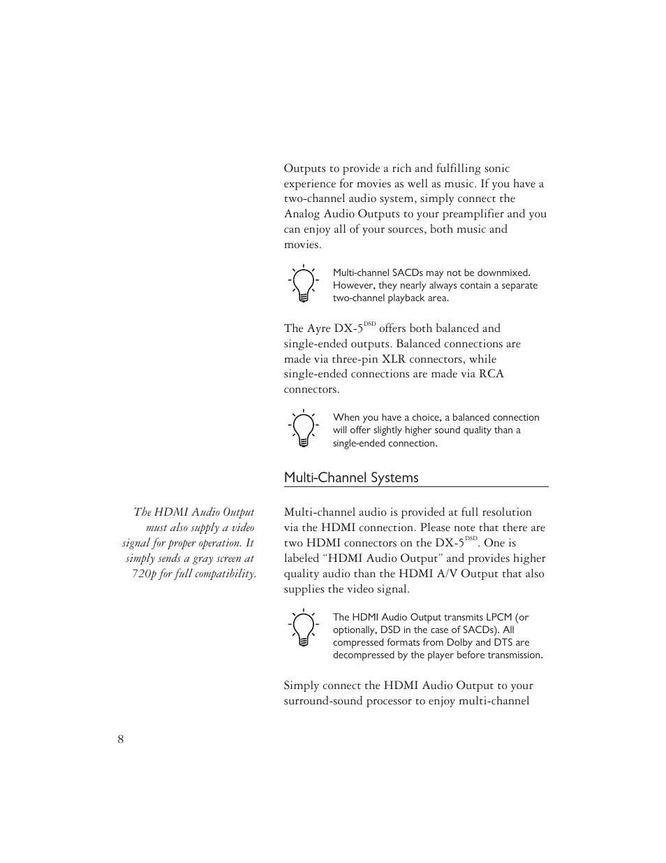 Multi-channel systems | AYRE DX-5DSD User Manual | Page 10 / 128