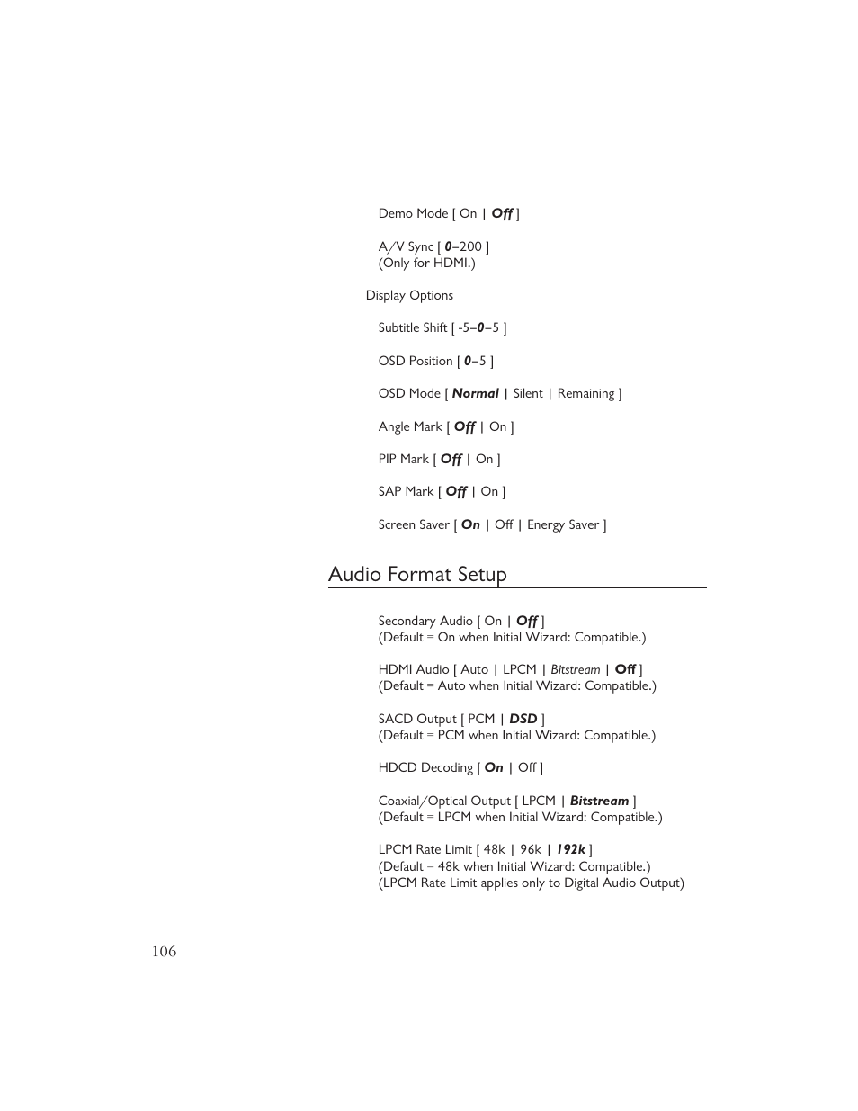 Audio format setup | AYRE DX-5DSD User Manual | Page 108 / 128
