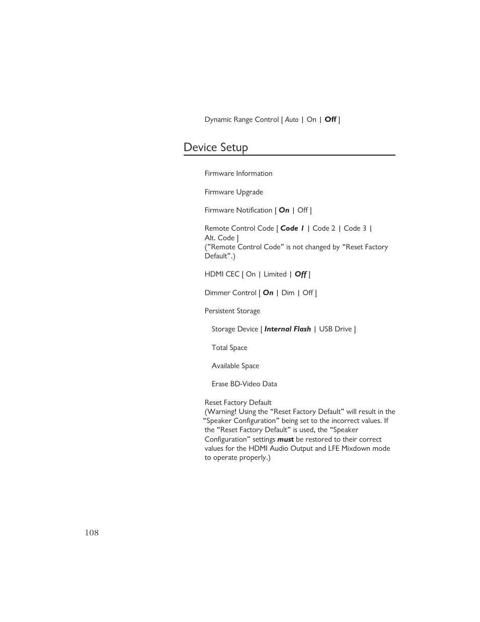 Device setup | AYRE DX-5DSD User Manual | Page 110 / 128
