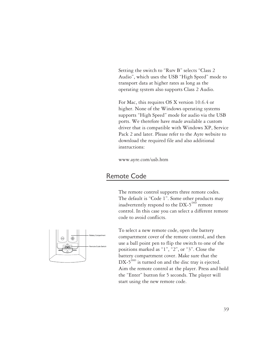 Remote code | AYRE DX-5DSD User Manual | Page 41 / 128