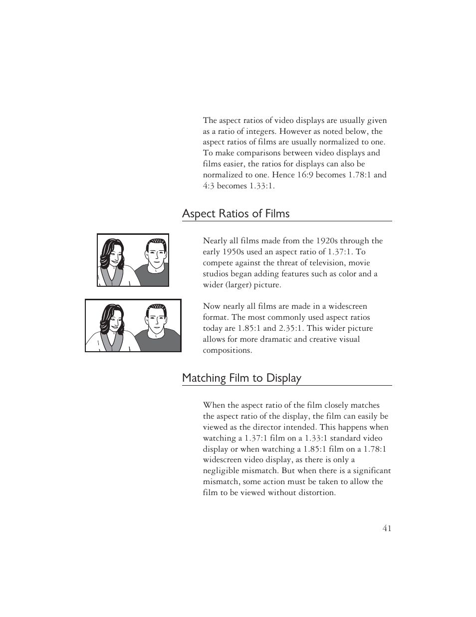 Aspect ratios of films, Matching film to display | AYRE DX-5DSD User Manual | Page 43 / 128