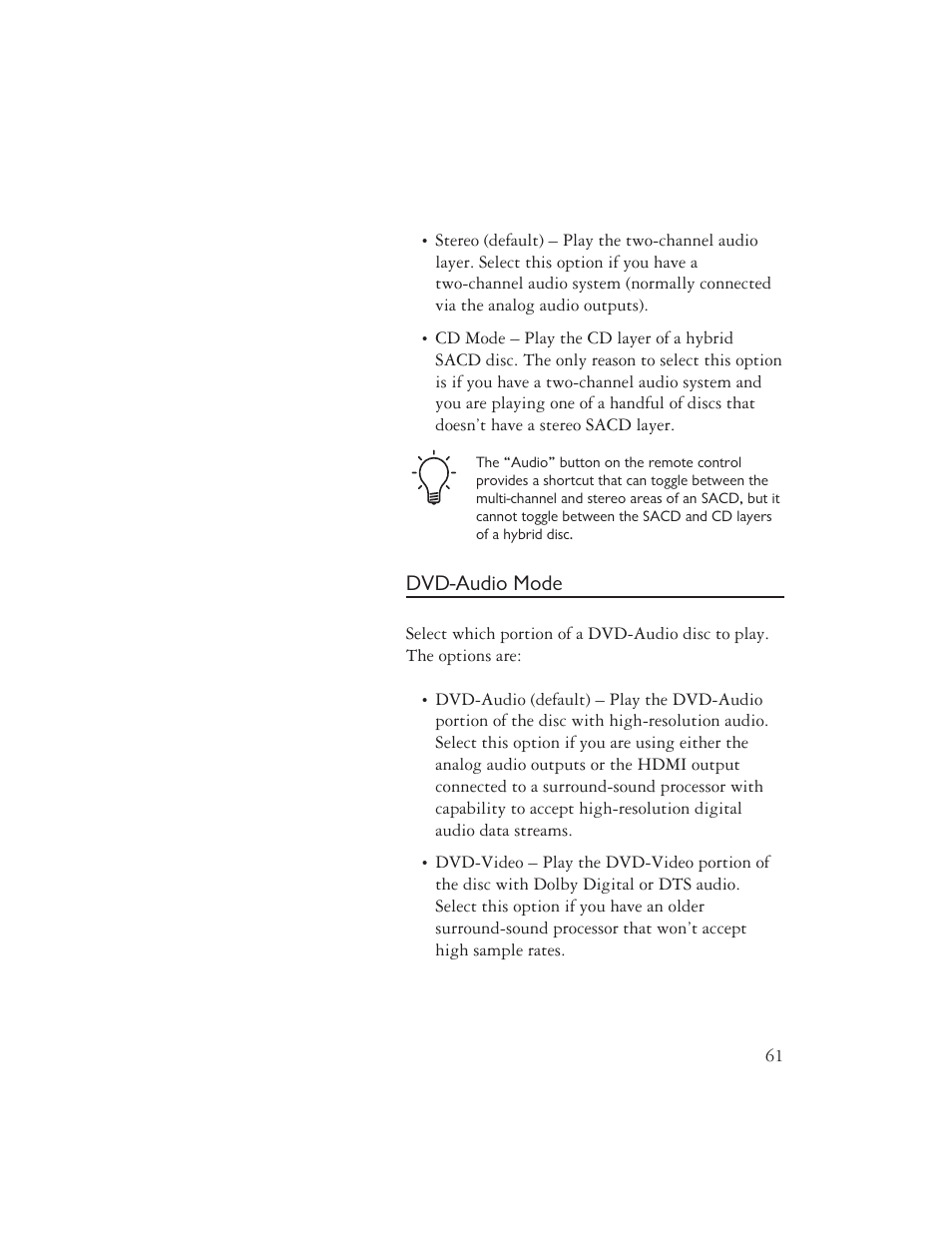 Dvd-audio mode | AYRE DX-5DSD User Manual | Page 63 / 128