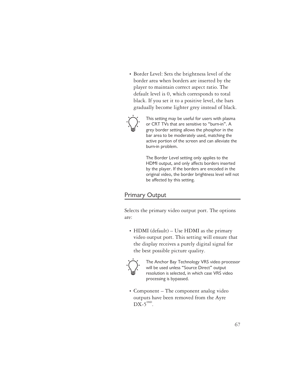 Primary output | AYRE DX-5DSD User Manual | Page 69 / 128