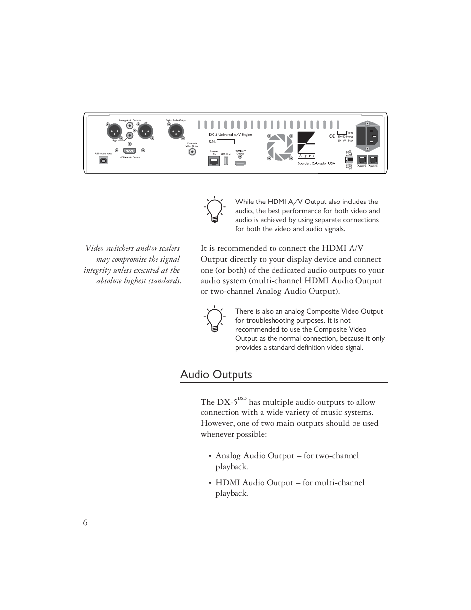 Audio outputs | AYRE DX-5DSD User Manual | Page 8 / 128