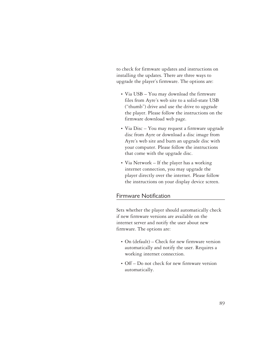 Firmware notification | AYRE DX-5DSD User Manual | Page 91 / 128