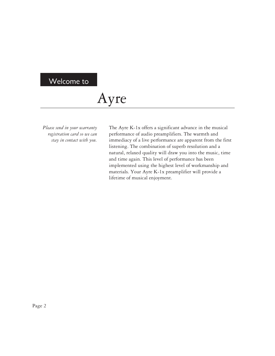 Ayre | AYRE K-1xe User Manual | Page 4 / 24
