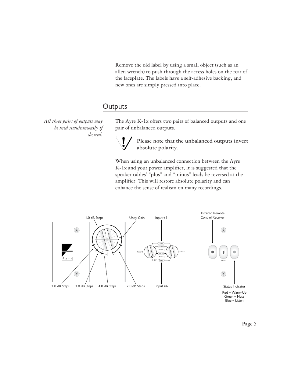 Outputs, Page 5 | AYRE K-1xe User Manual | Page 7 / 24