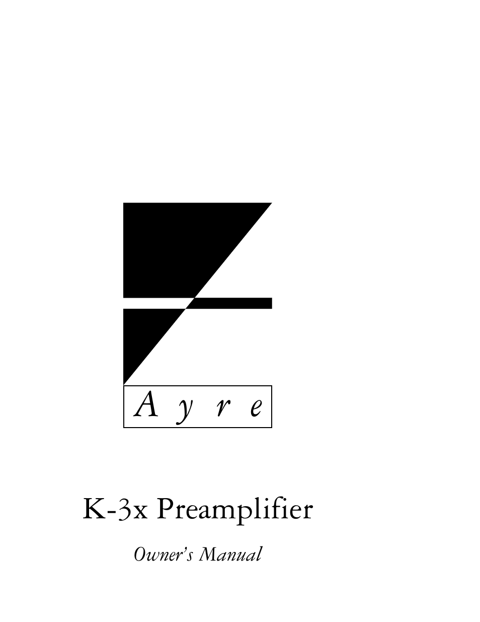 AYRE K-3 User Manual | 24 pages