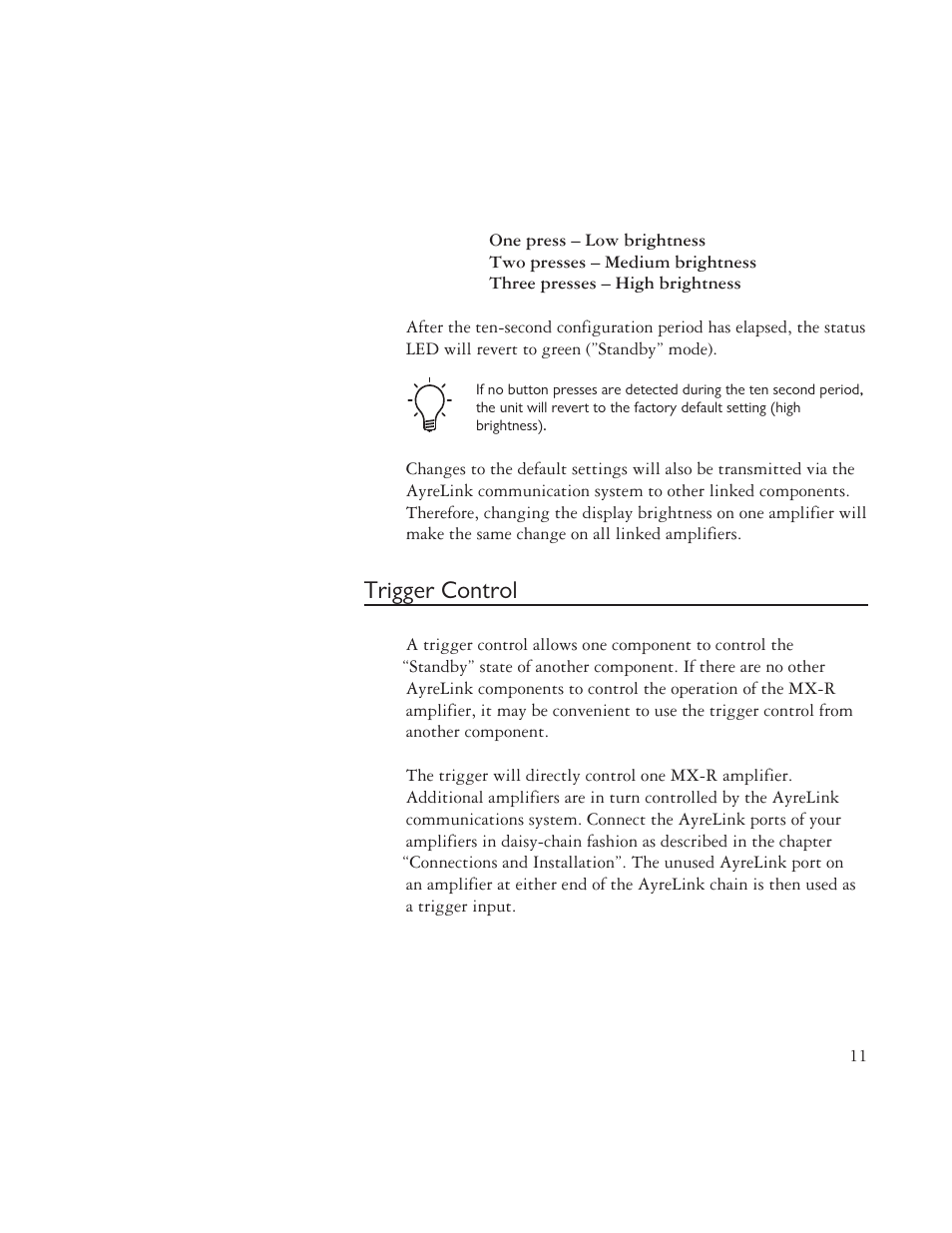 Trigger control | AYRE MX-R User Manual | Page 11 / 24
