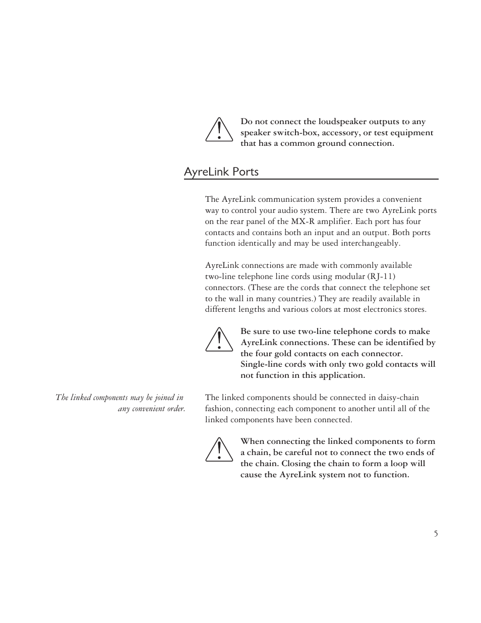 Ayrelink ports | AYRE MX-R User Manual | Page 5 / 24