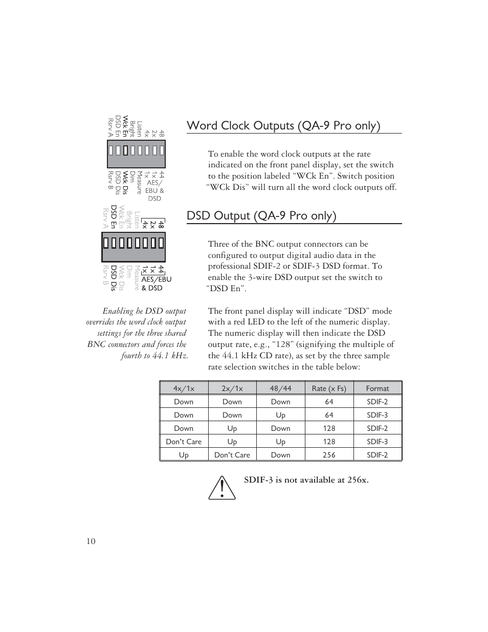 Word clock outputs (qa-9 pro only), Dsd output (qa-9 pro only) | AYRE QA-9 User Manual | Page 12 / 24