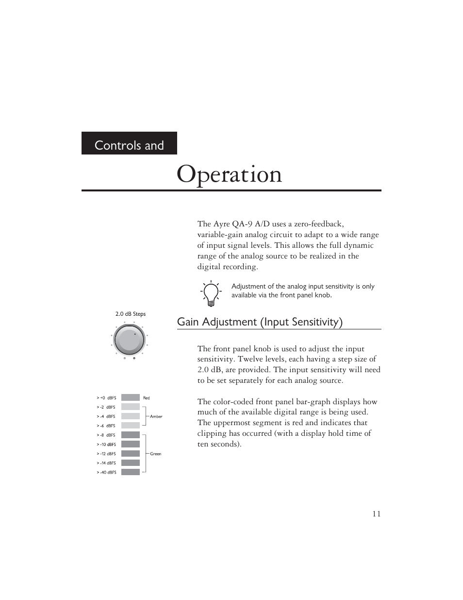 Operation, Controls and | AYRE QA-9 User Manual | Page 13 / 24