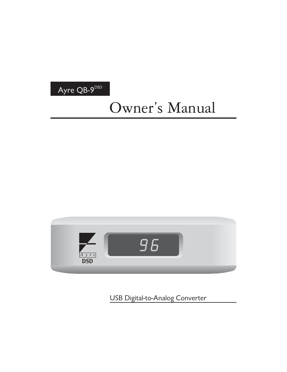 AYRE QB-9DSD User Manual | 24 pages