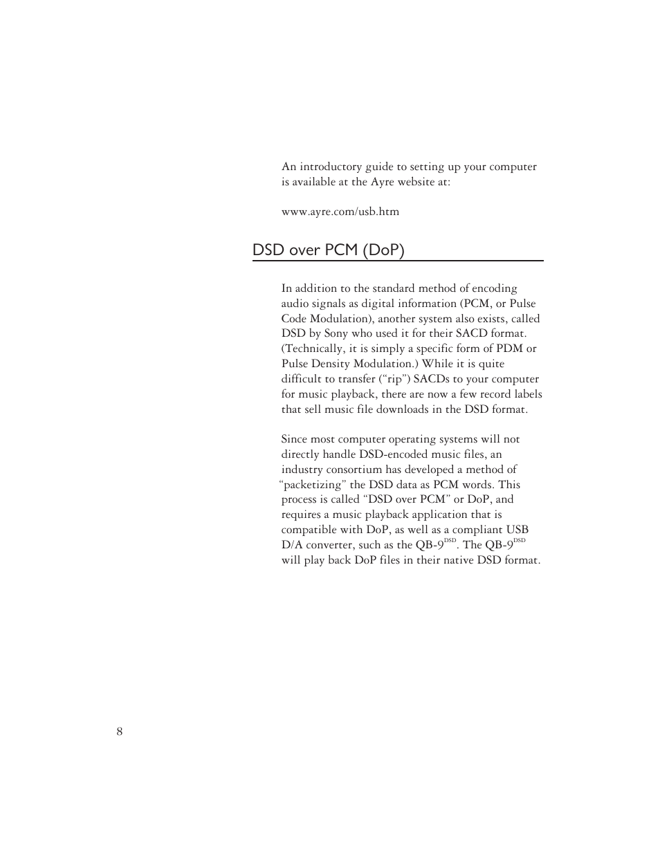 Dsd over pcm (dop) | AYRE QB-9DSD User Manual | Page 10 / 24