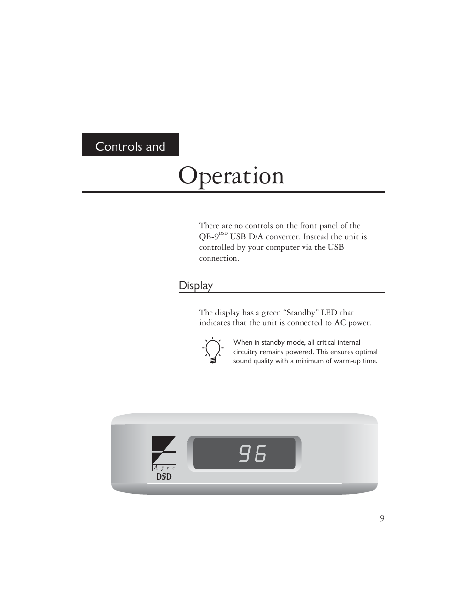 Operation, Controls and | AYRE QB-9DSD User Manual | Page 11 / 24