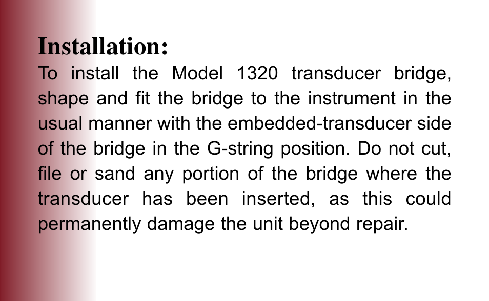 Installation | Barcus Berry 1320 User Manual | Page 6 / 11