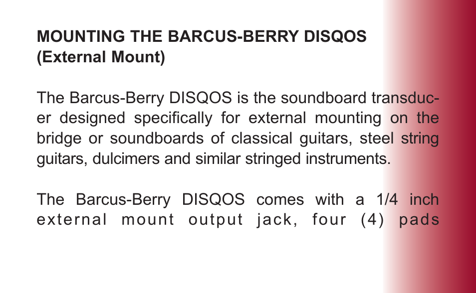 Barcus Berry DISQOS User Manual | Page 9 / 11