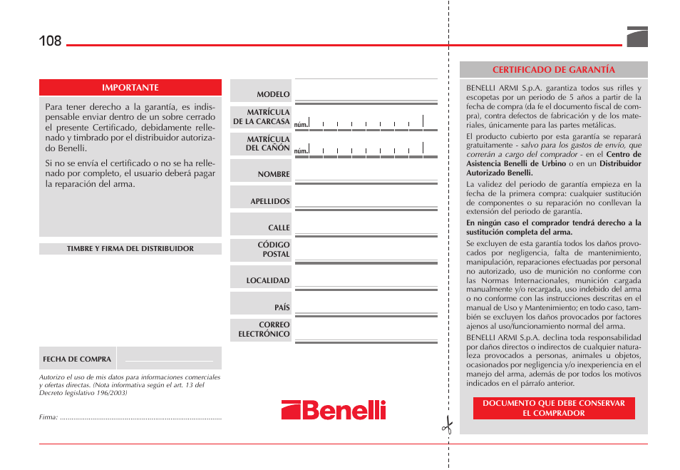 Benelli ETHOS Shotgun User Manual | Page 109 / 226