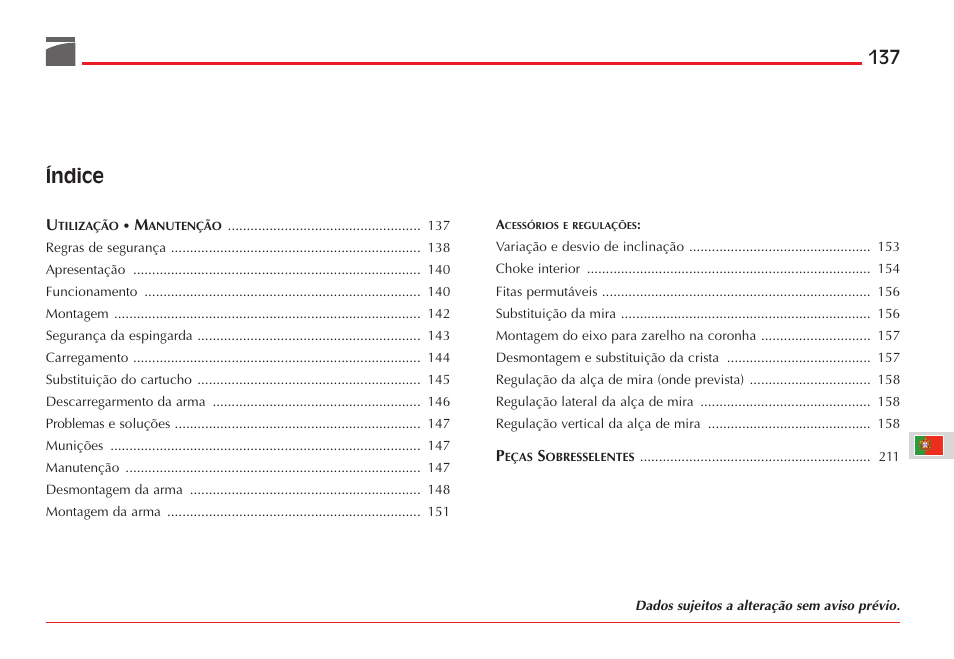 Índice | Benelli ETHOS Shotgun User Manual | Page 138 / 226