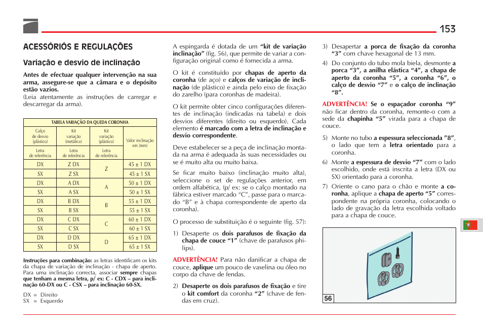 Acessóriós e regulações | Benelli ETHOS Shotgun User Manual | Page 154 / 226