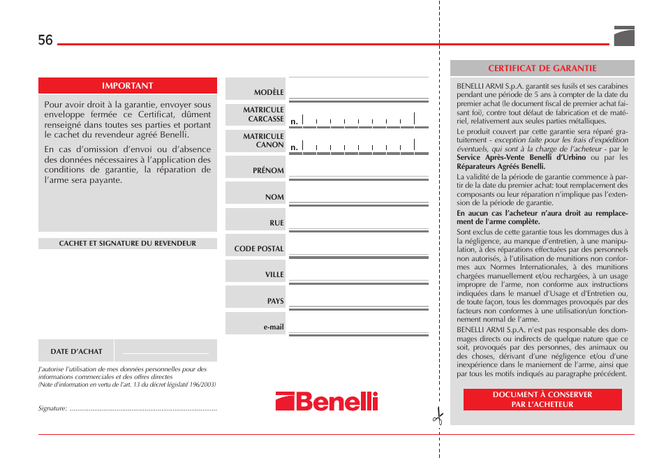 Benelli ETHOS Shotgun User Manual | Page 57 / 226