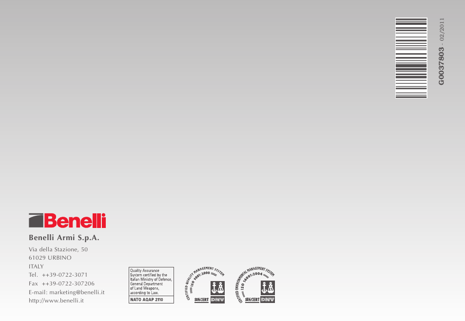 Benelli Performance Shop M2 3-Gun Edition User Manual | Page 170 / 170