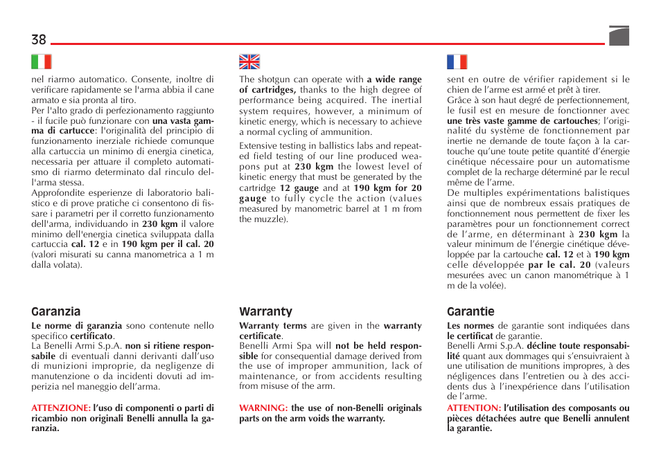 Benelli Performance Shop M2 3-Gun Edition User Manual | Page 39 / 170