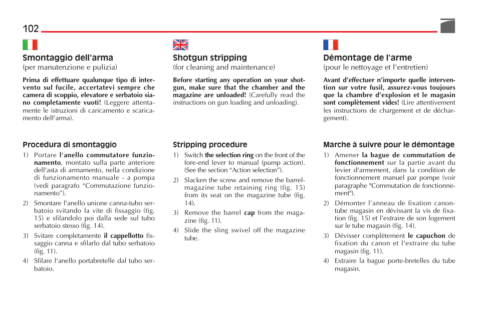 Benelli M3 Convertible Semi-Auto Pump Shotgun User Manual | Page 103 / 182