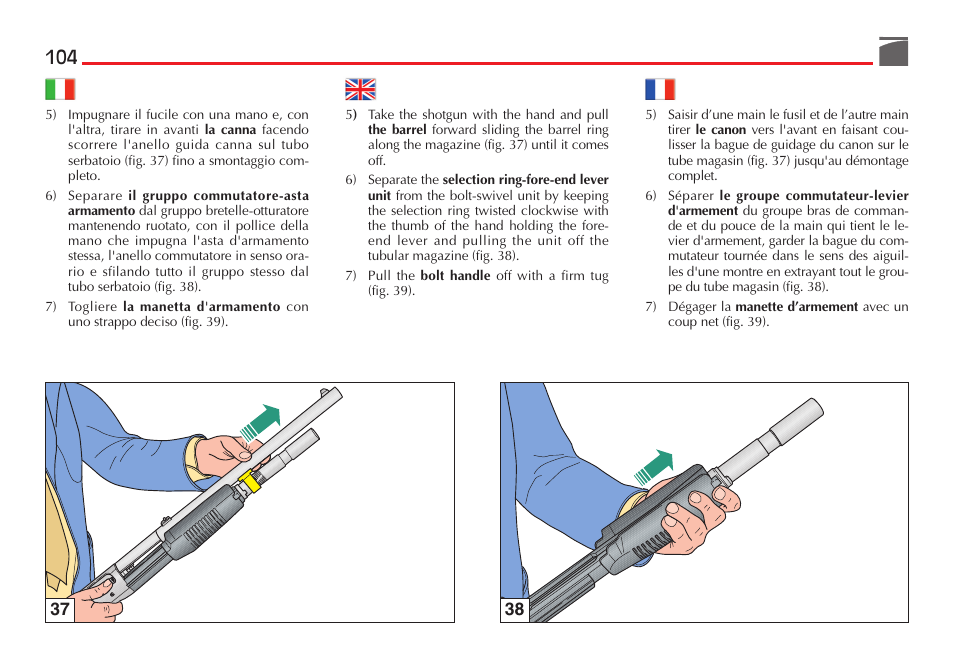 Benelli M3 Convertible Semi-Auto Pump Shotgun User Manual | Page 105 / 182
