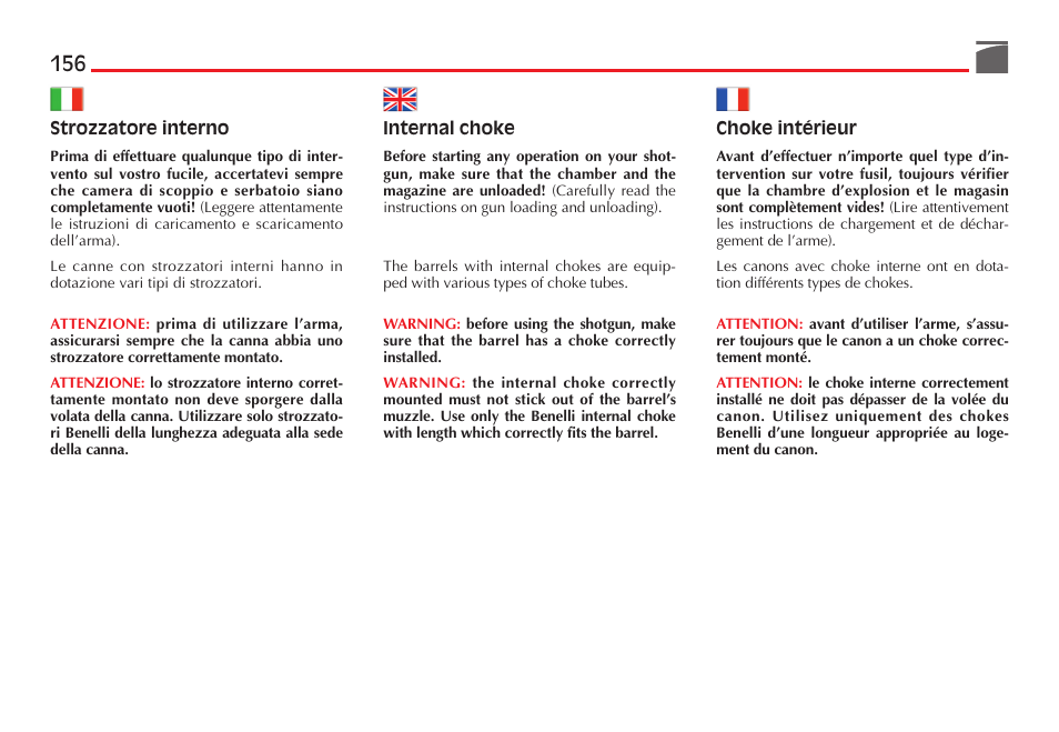 Benelli M3 Convertible Semi-Auto Pump Shotgun User Manual | Page 157 / 182