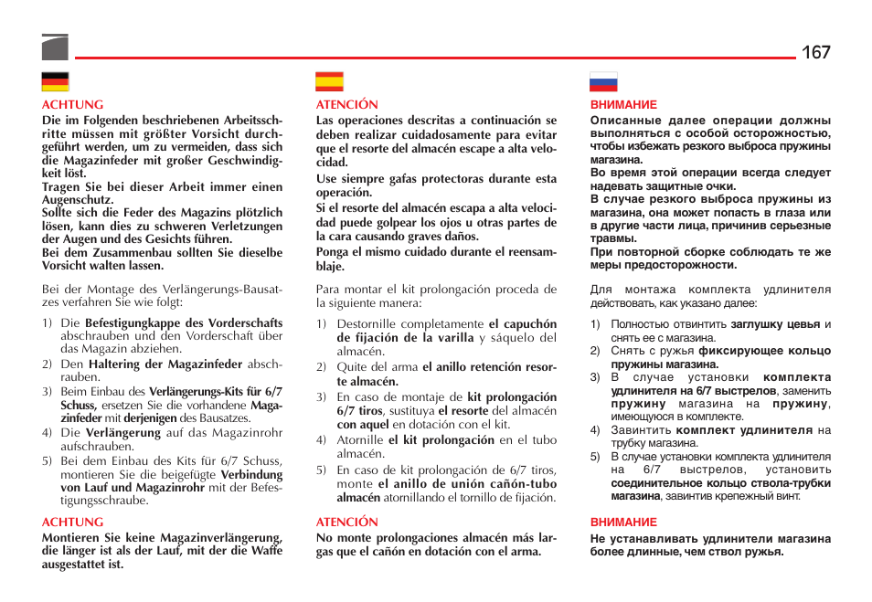 Benelli M3 Convertible Semi-Auto Pump Shotgun User Manual | Page 168 / 182