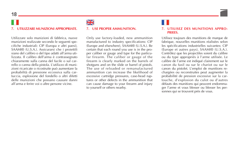 Benelli M3 Convertible Semi-Auto Pump Shotgun User Manual | Page 19 / 182