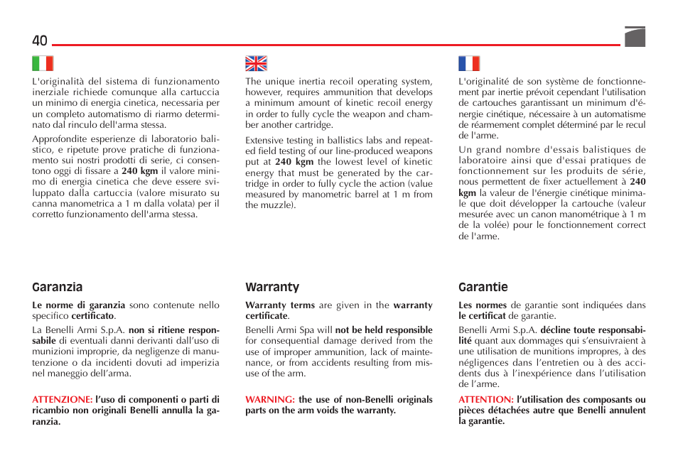 Benelli M3 Convertible Semi-Auto Pump Shotgun User Manual | Page 41 / 182