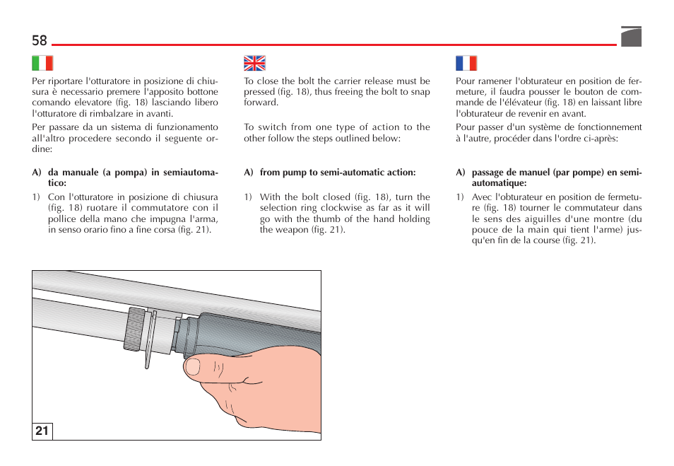 Benelli M3 Convertible Semi-Auto Pump Shotgun User Manual | Page 59 / 182