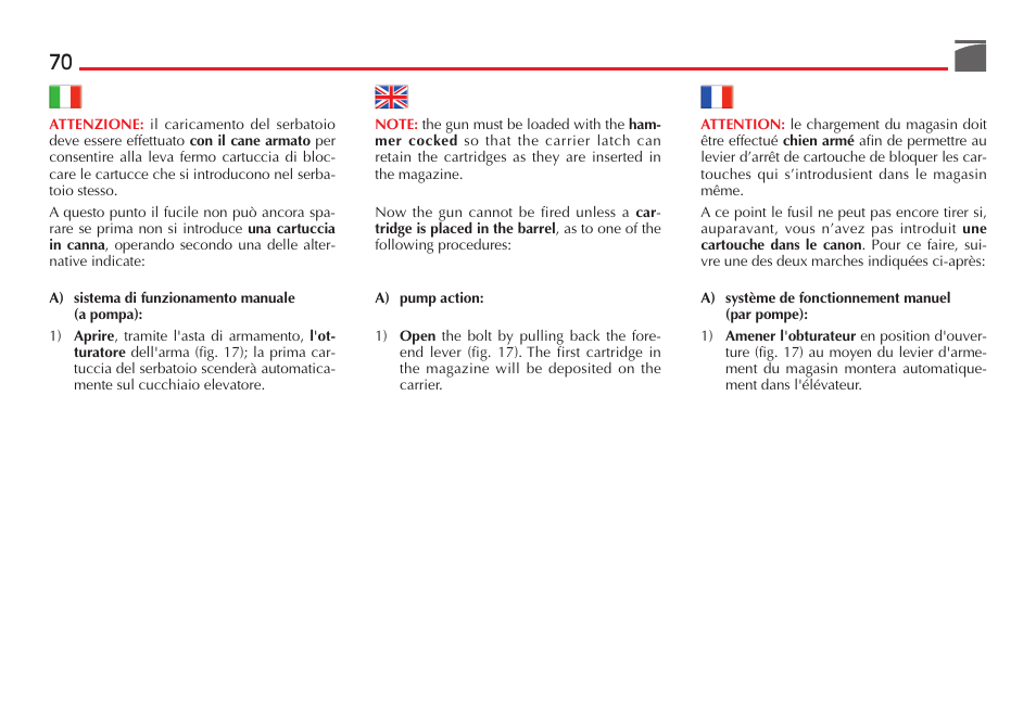 Benelli M3 Convertible Semi-Auto Pump Shotgun User Manual | Page 71 / 182