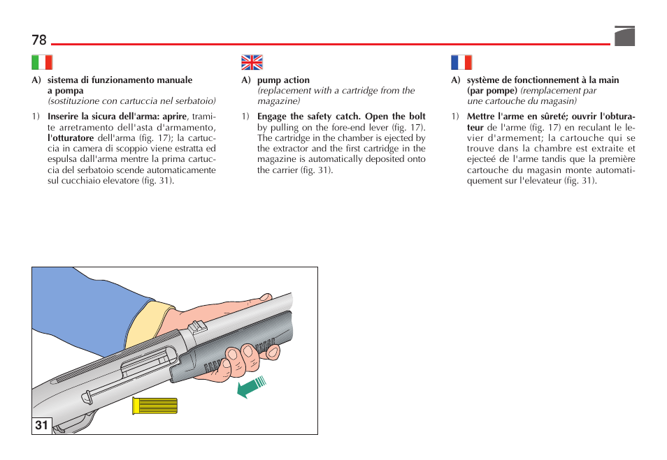 Benelli M3 Convertible Semi-Auto Pump Shotgun User Manual | Page 79 / 182