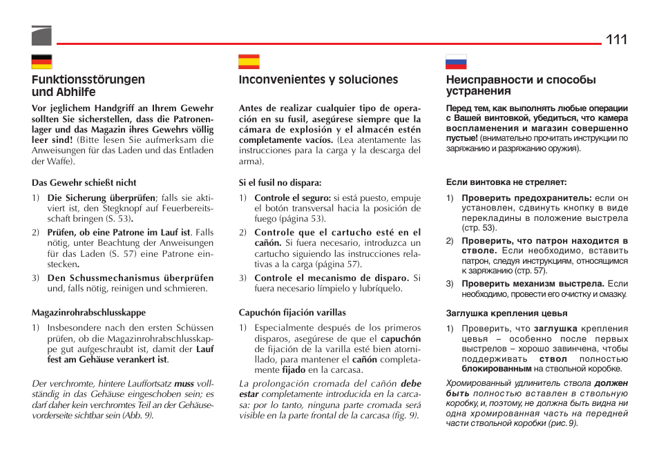 Benelli M4 Tactical Shotgun User Manual | Page 112 / 138