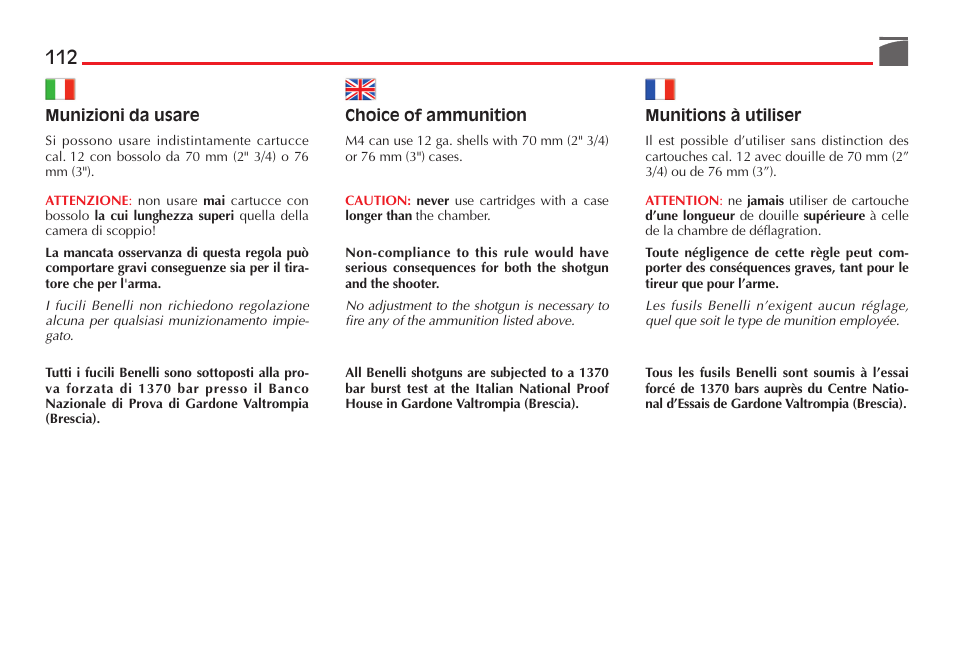 Benelli M4 Tactical Shotgun User Manual | Page 113 / 138