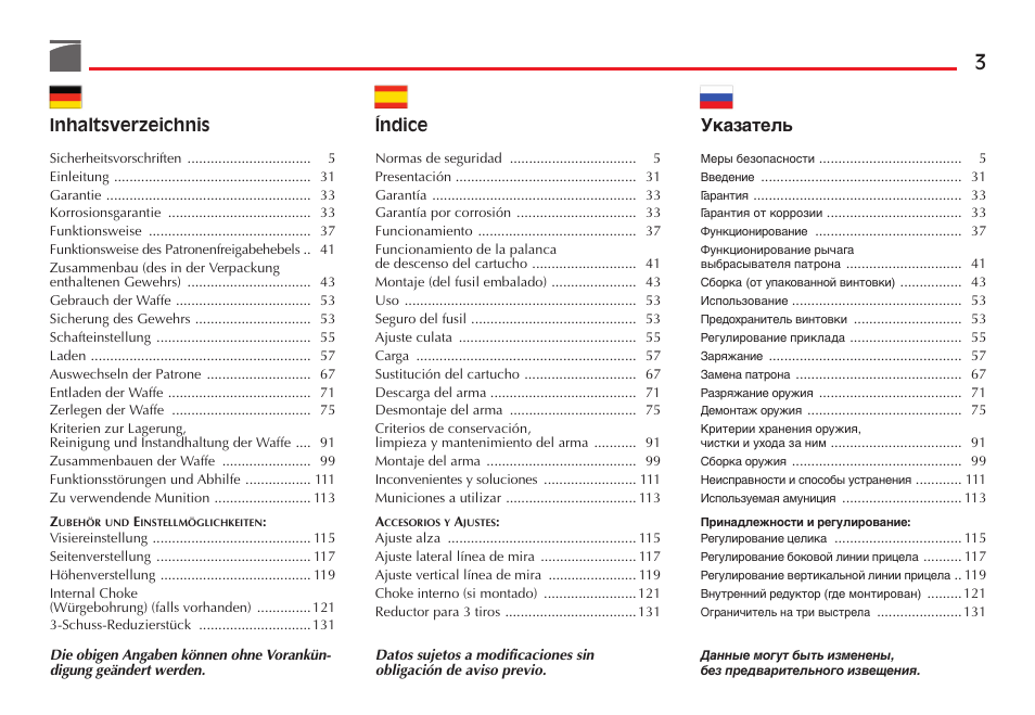 Benelli M4 Tactical Shotgun User Manual | Page 4 / 138